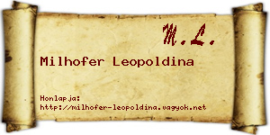 Milhofer Leopoldina névjegykártya